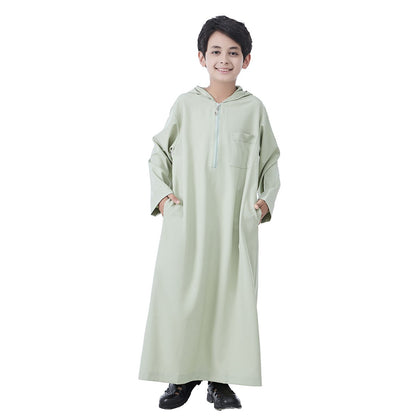 Muslim Arabic Child Boy Hooded Thobe Jubba Djellaba #26T891