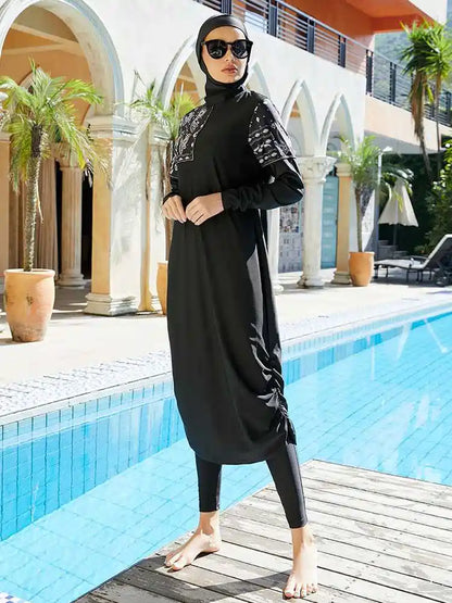 3 Pieces Set Burkinis Islamic Swimwear Halal Hijab Swimsuit Bathing Suit #2510455