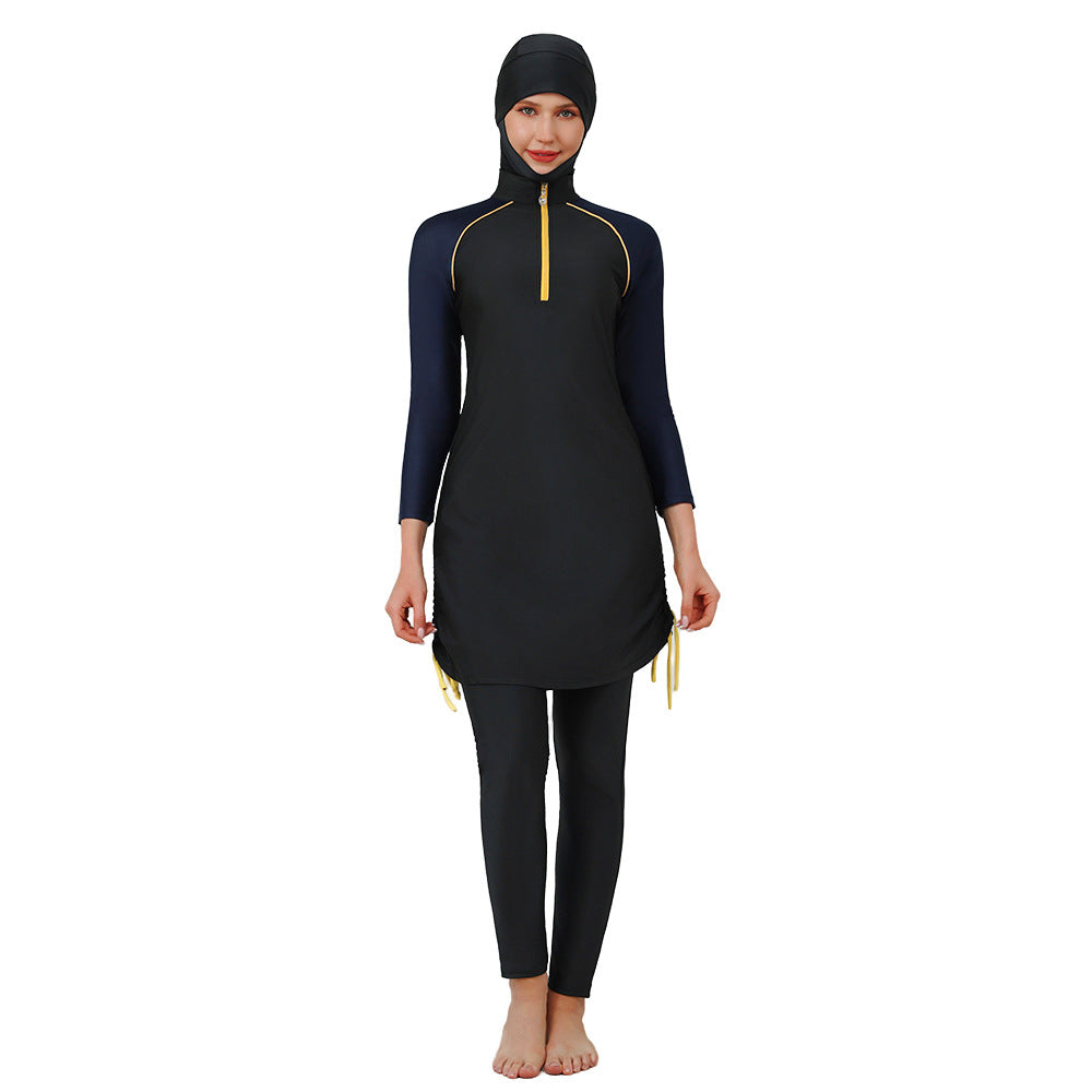 Muslim Burkini 3 Pieces Set Swimsuit Bathing Suit - Islamic Halal  Swimwear - Black - #26M032