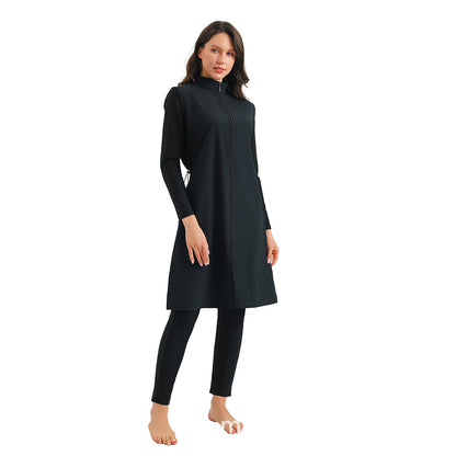 Muslim Halal Burkini 3 Pieces Set Swimsuit Bathing Suit - Islamic Swimwear - Black/Dark Blue - #26M133