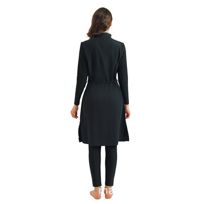 Muslim Halal Burkini 3 Pieces Set Swimsuit Bathing Suit - Islamic Swimwear - Black/Dark Blue - #26M133