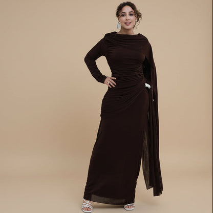 Muslim Women Double Layer Abaya Dress With Cape #261236