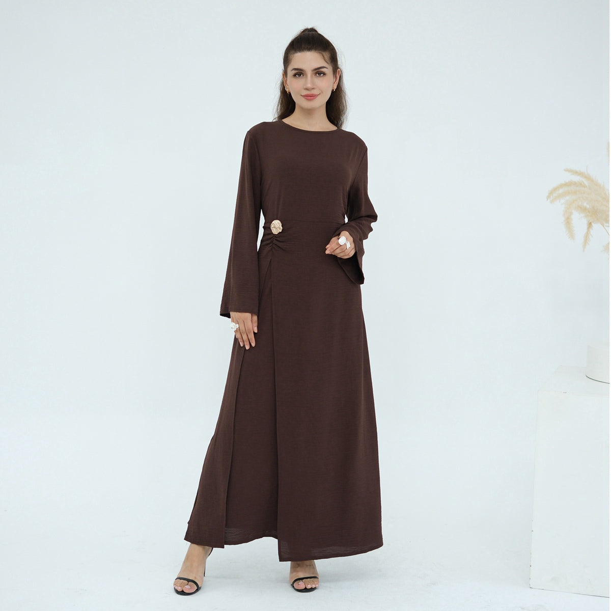 Crepe Abaya Dress With Side Tie Belt #251077