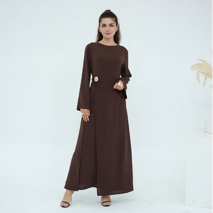 Crepe Abaya Dress With Side Tie Belt #251077