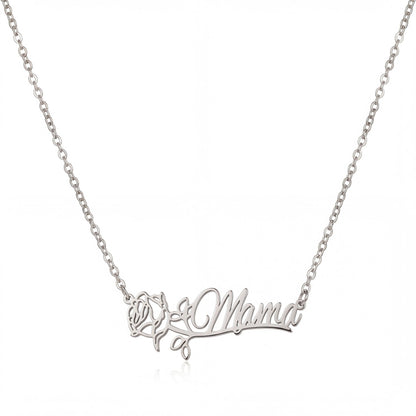 قلادة اسم مخصصة مع زهرة الميلاد - العربية والإنجليزية #2