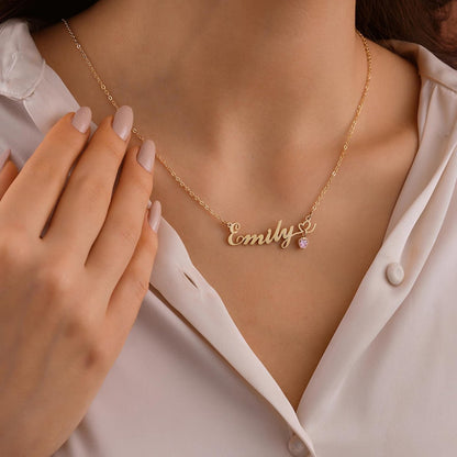 Personalized Name Necklace with Birthstone #L090409