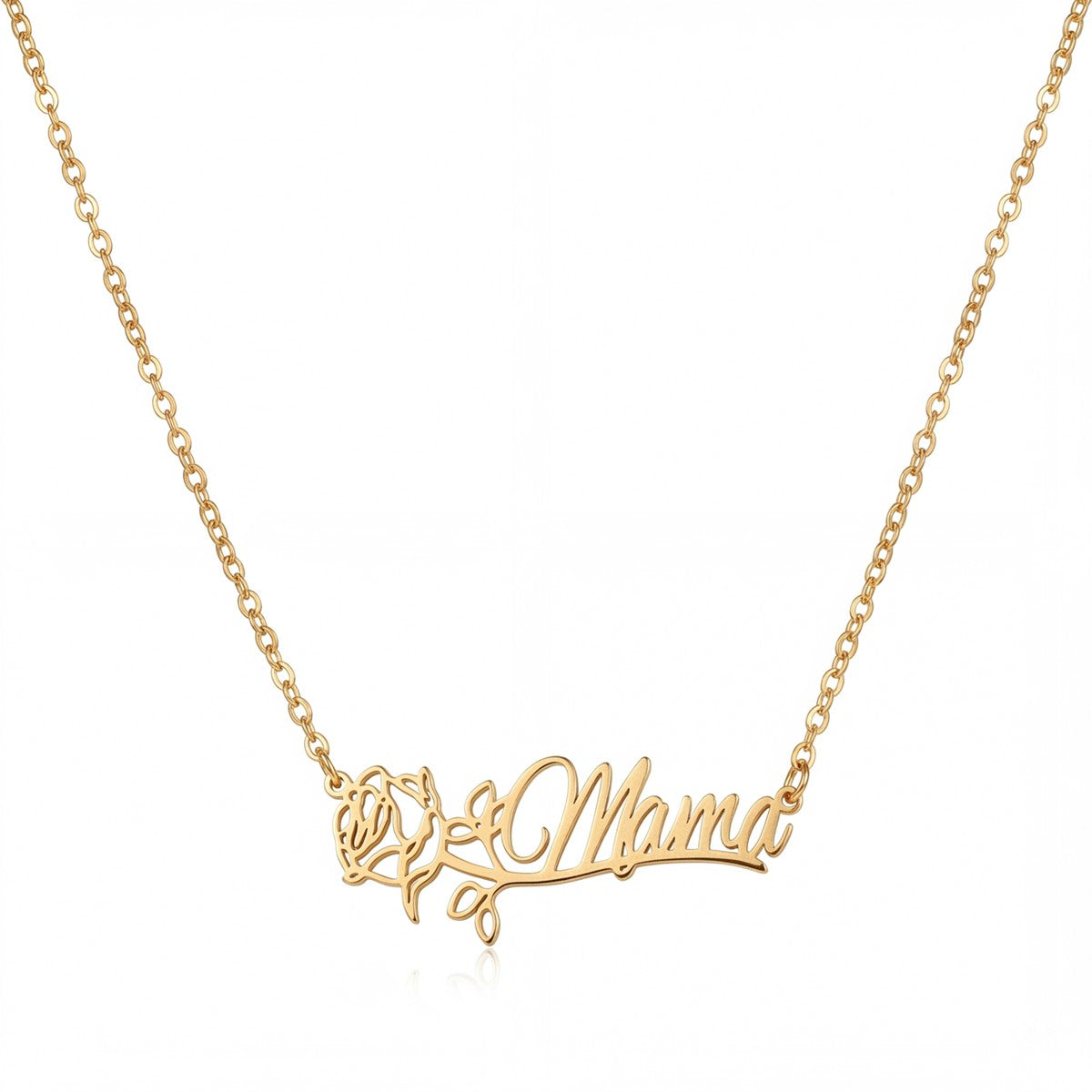 قلادة اسم مخصصة مع زهرة الميلاد - العربية والإنجليزية #2