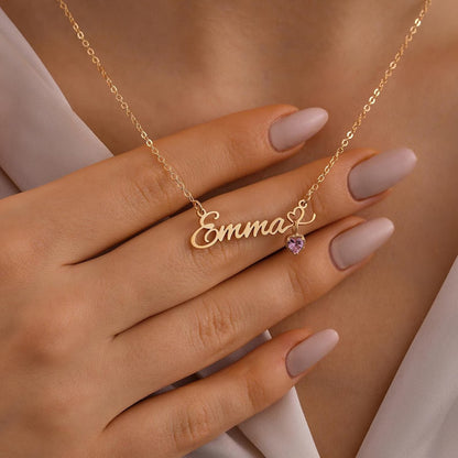 Personalized Name Necklace with Birthstone #L090409