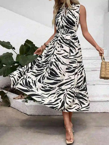 V-Neckline Zebra Print Dress #255240