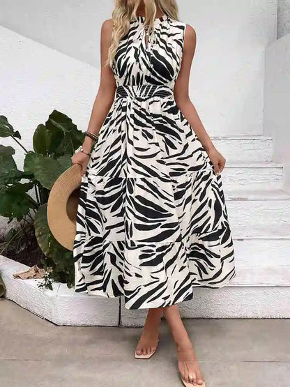 V-Neckline Zebra Print Dress #255240