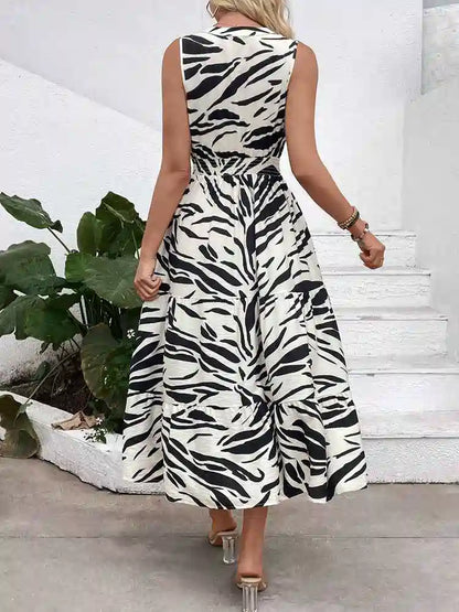 V-Neckline Zebra Print Dress #255240