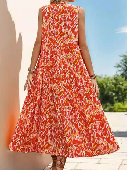 Tassel V Neckline Printed Dress #259121