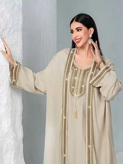 طقم من قطعتين من فساتين العيد المطرزة يدويًا قفطان فستان #255051