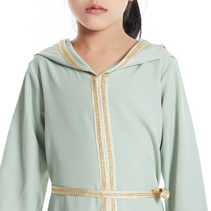 Middle East Arab Girl Hooded Abaya Dress