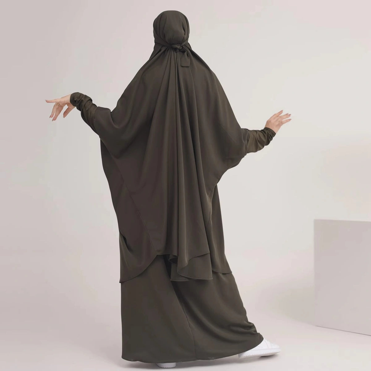 2 Pieces Set Jilbab Prayer Abaya Dress With Tops And Skirt #23423