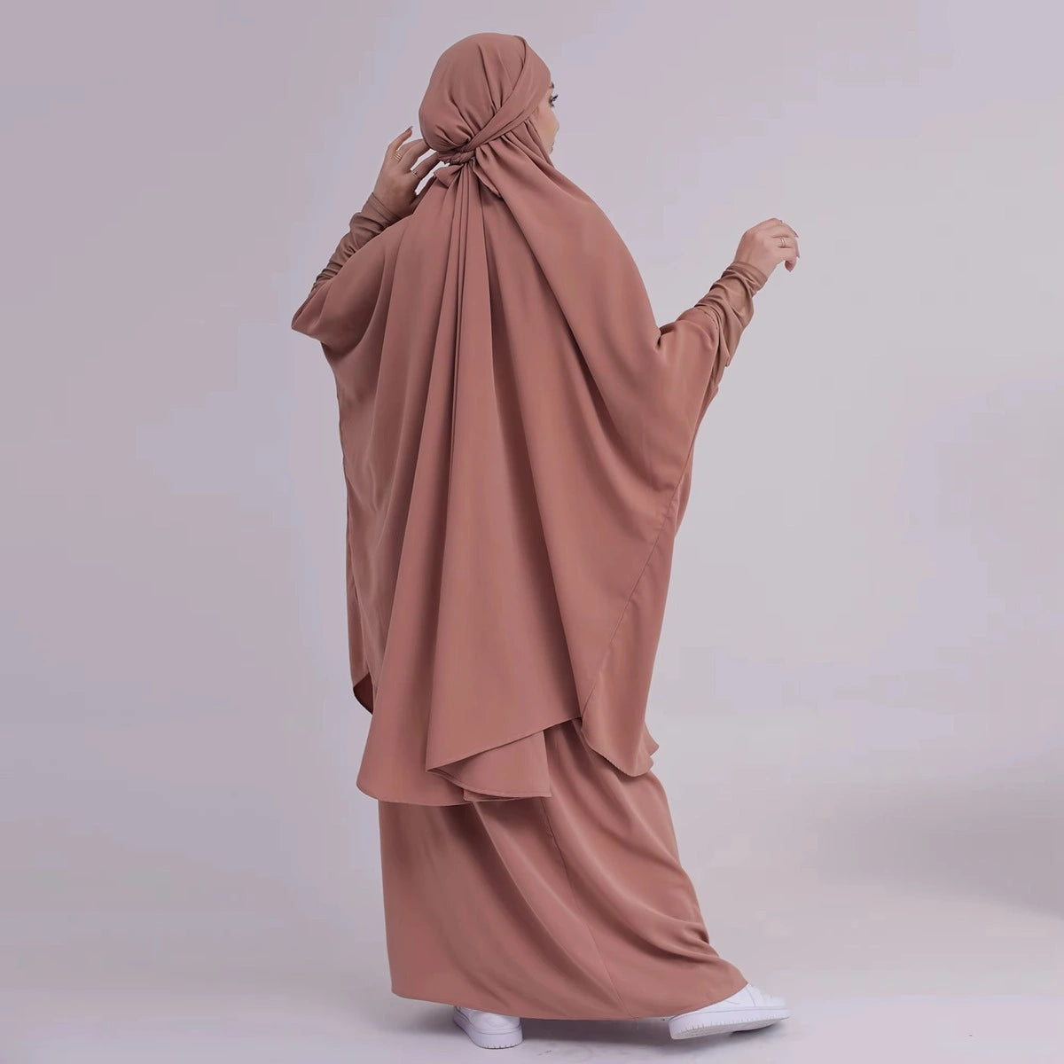 2 Pieces Set Jilbab Prayer Abaya Dress With Tops And Skirt #23423