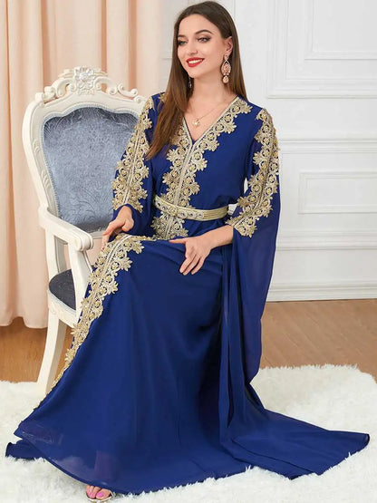 Eid Middle East Arab Women Chiffon Caftan Kaftan Dress For Evening Party And Wedding