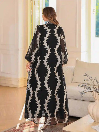 Eid Dress Mesh Embroidery Caftan Kaftan Dress #25S140