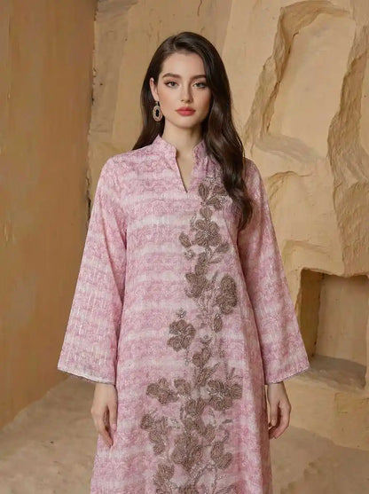 Muslim Women Eid Beads Caftan Kaftan Dress Jalabiya #25S158