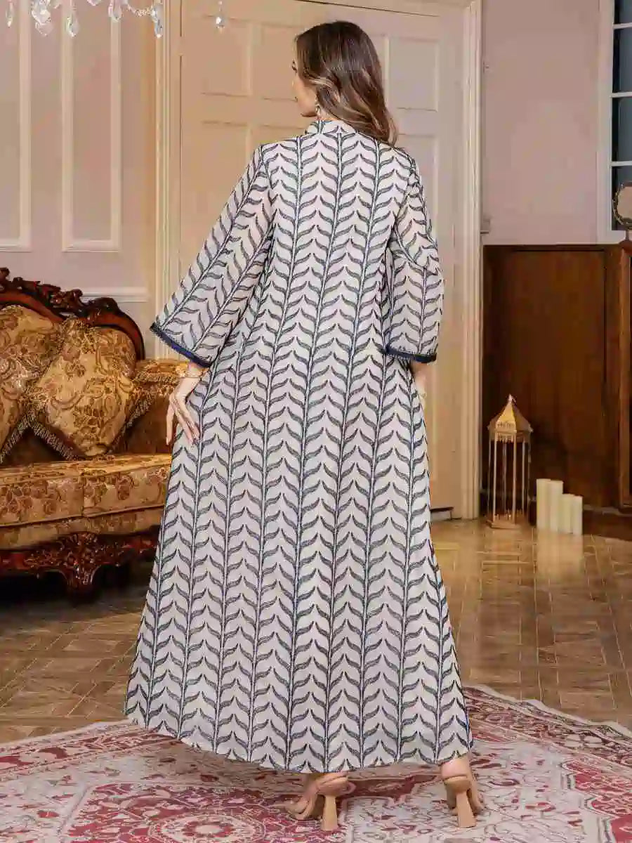 قفطان مطرز بتطريزات عيد الفطر العربية الشرق أوسطية #25S166