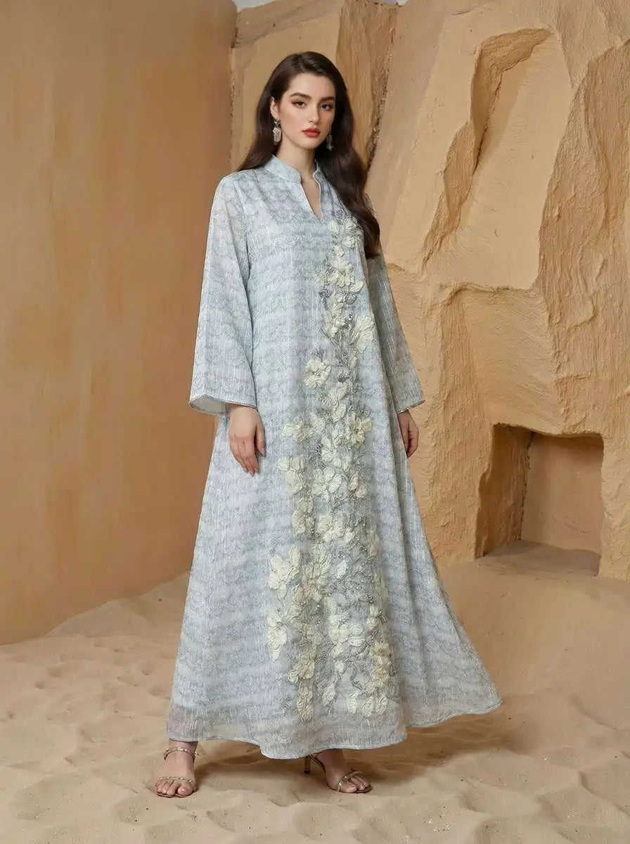 Muslim Women Eid Beads Caftan Kaftan Dress Jalabiya #25S158