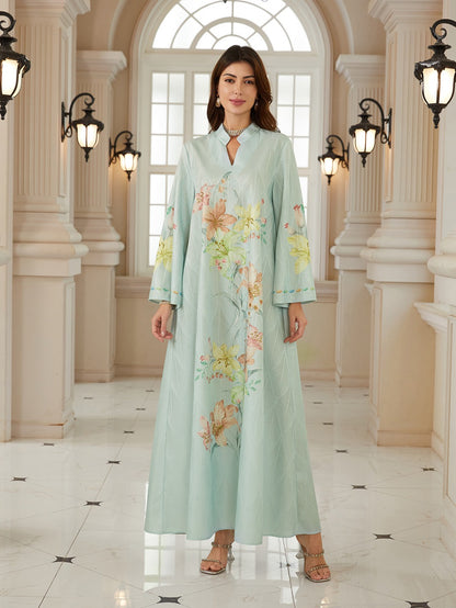 Jacuqard Printed Caftan Kaftan Dress For Women - Mukhawar Jalabiya Eid Dress -  #26N06