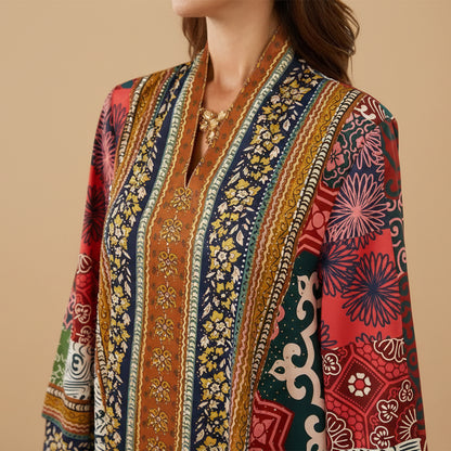 Eid Printed Muslim Women Caftan Kaftan Dress Jalabiya #26SX18