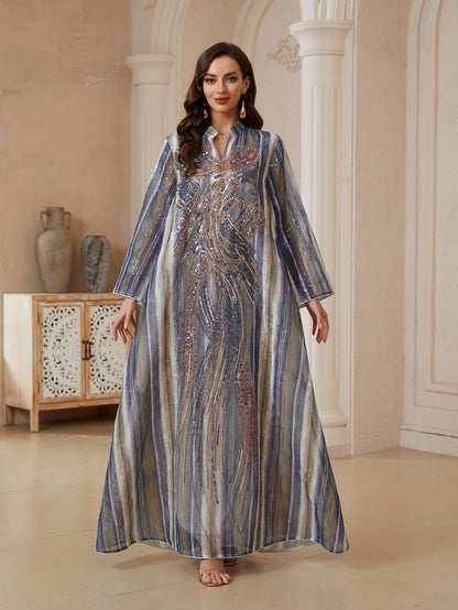 Eid Embroidery Sequins Caftan Kaftan Dress Jalabiya #26S180
