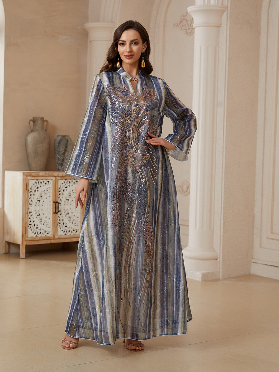 Eid Embroidery Sequins Caftan Kaftan Dress Jalabiya #26S180