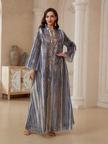 Eid Embroidery Sequins Caftan Kaftan Dress Jalabiya #26S180