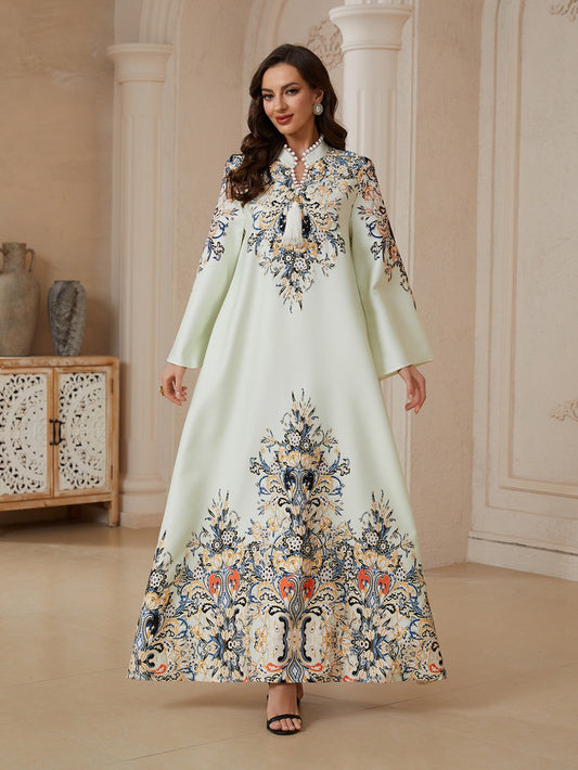 Eid Dress Hotfix Rhinestones Tassel Caftan Kaftan Dress #26S2610