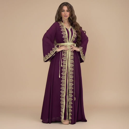 Eid 2 Pieces Set Caftan Kaftan Dress With Inner Sleeveless Dress #26422