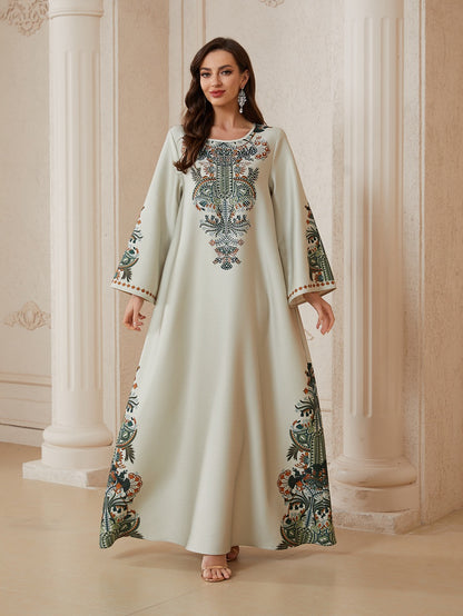 Eid Hotfix Rhinestones Caftan Kaftan Dress Jalabiya #26S2604
