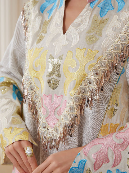 Eid Embroidery Caftan Kaftan Dress Jalabiya #26N159