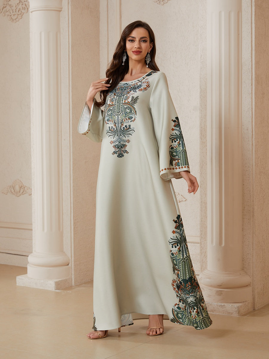 Eid Hotfix Rhinestones Caftan Kaftan Dress Jalabiya #26S2604