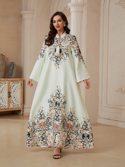 فستان العيد مزين بأحجار الراين الحرارية وشرابة قفطان #26S2610