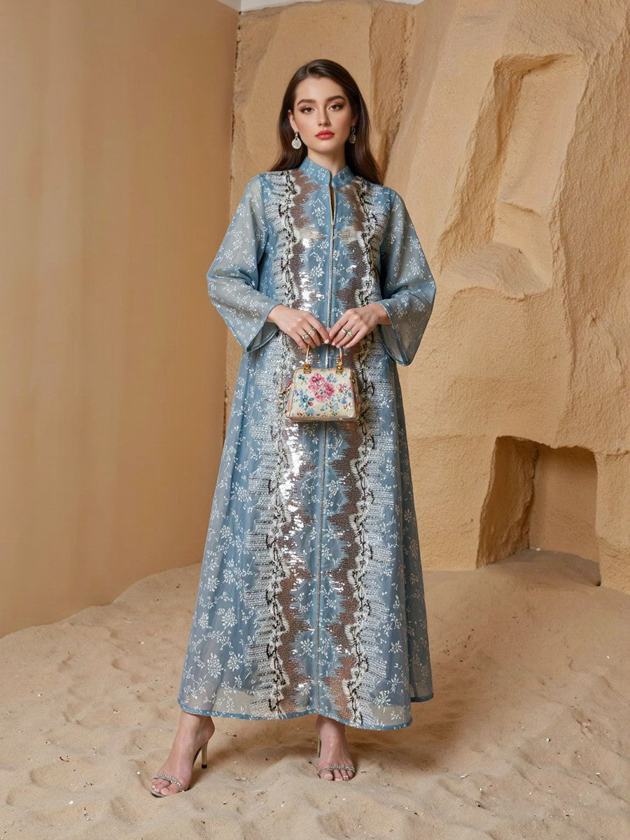 فستان عيد مرصع بالترتر، قفطان نسائي مسلم #26240