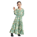 Floral Printed Middle East Arab Girl Abaya Dress #25621