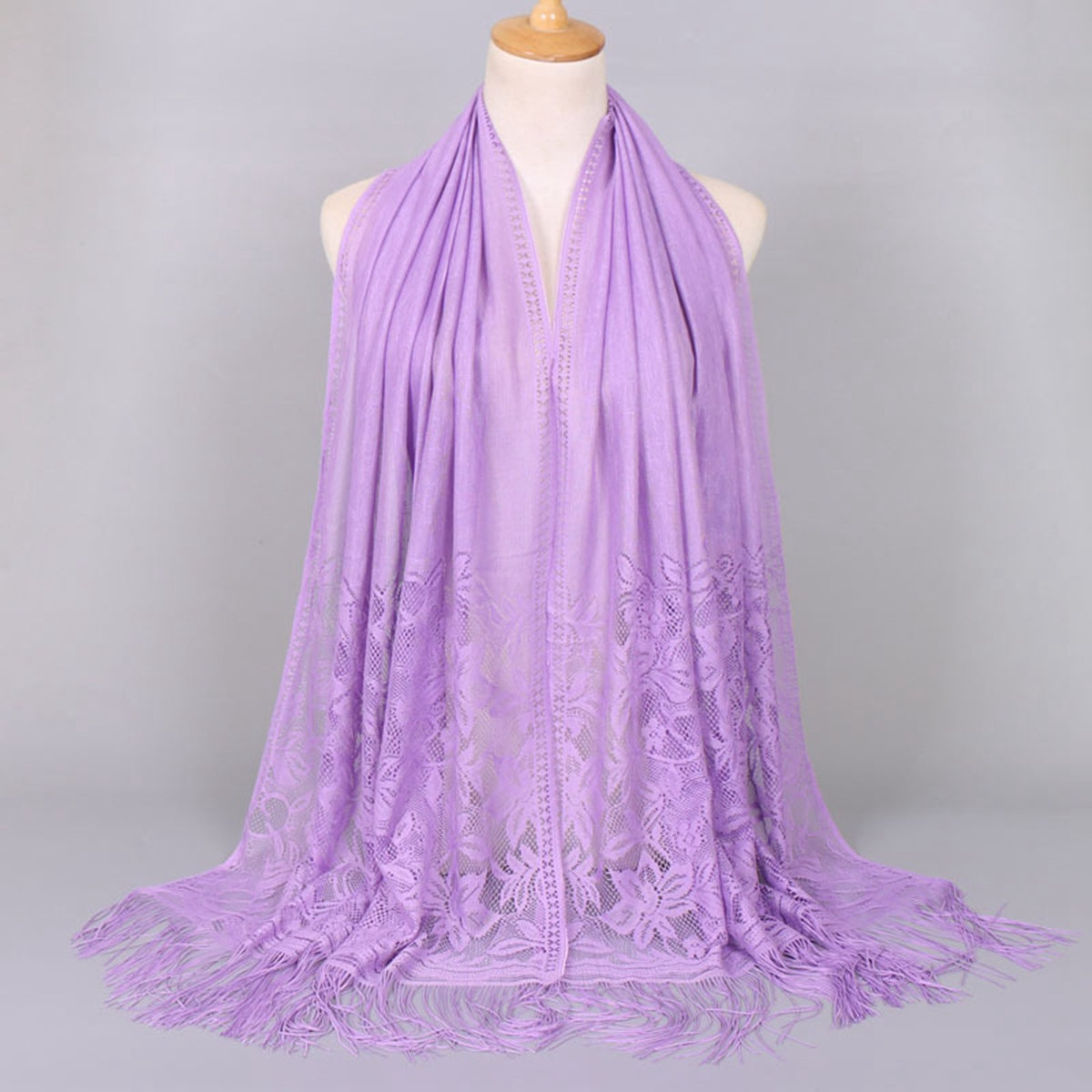 Muslim Women Lace Hollow Tassel Hijab Scarf #26VS069