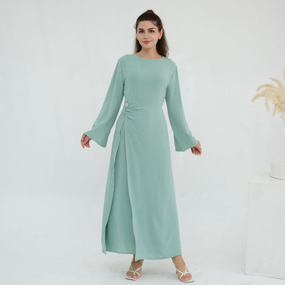Crepe Abaya Dress With Side Tie Belt #251077