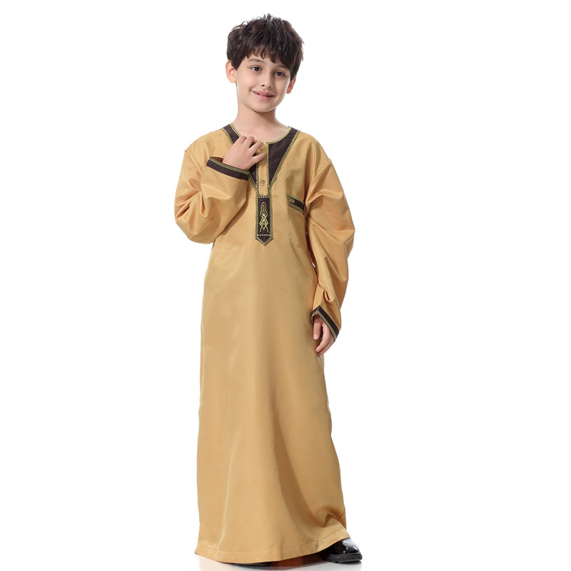 Muslim Boy Arab Embroidery Thobe Thawb