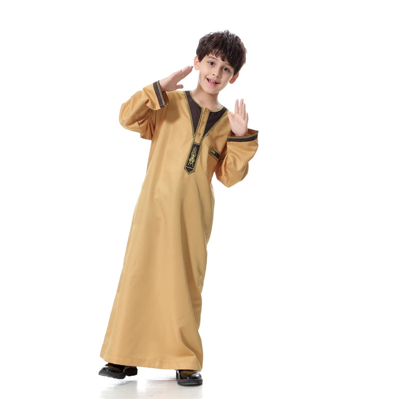 Muslim Boy Arab Embroidery Thobe Thawb