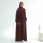 طقم ملابس نسائية مسلمة مكون من 3 قطع، بلوزة وبنطال من قماش المودال مع عباية مفتوحة #251076