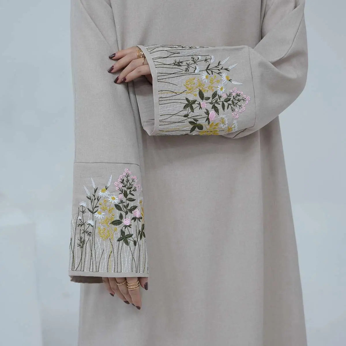 Flower Embroidery Abaya Dress