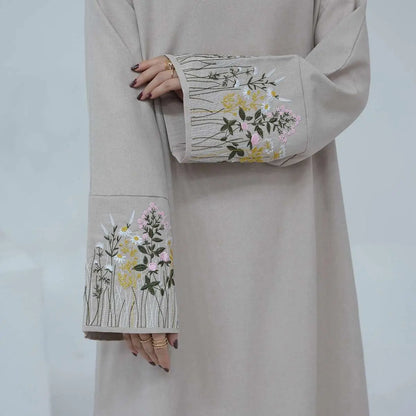 Flower Embroidery Abaya Dress