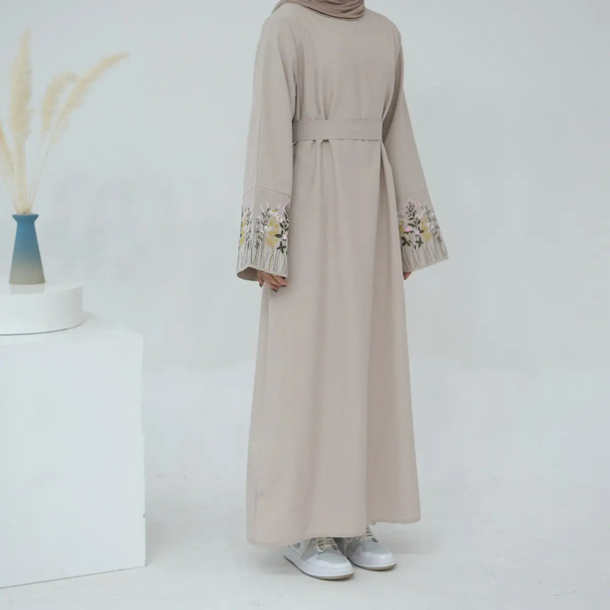 Flower Embroidery Abaya Dress