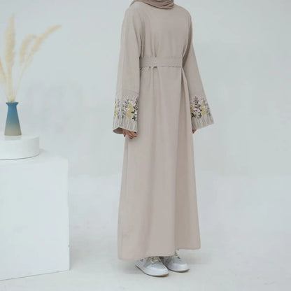 Flower Embroidery Abaya Dress