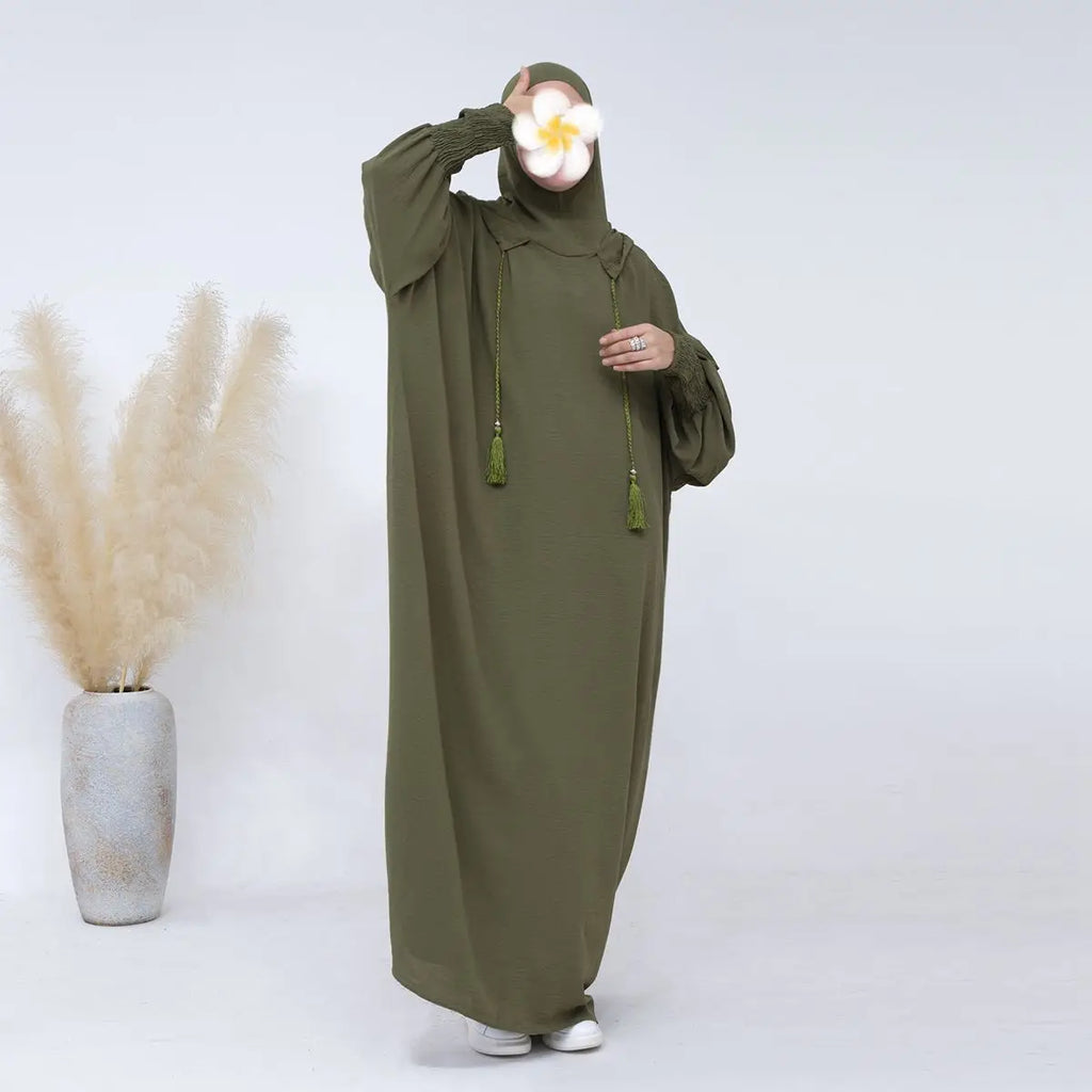 Hooded Abaya Prayer Dress Cotton Blend Jilbab Halal Clothing
