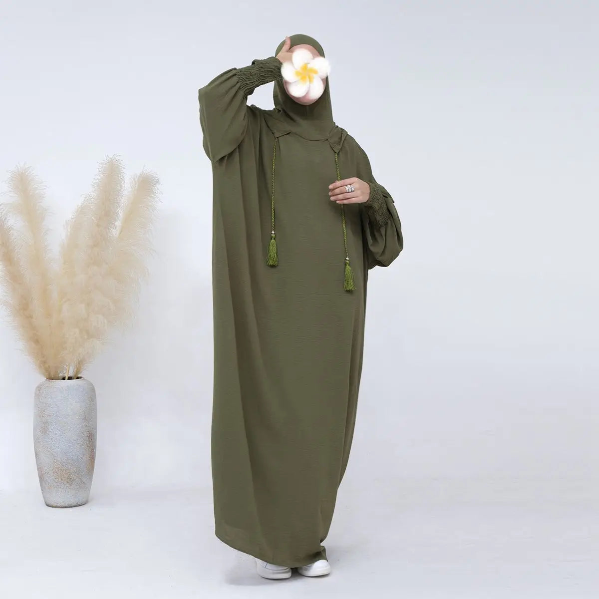 Hooded Abaya Prayer Dress Cotton Blend Jilbab Halal Clothing
