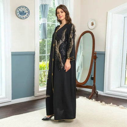 Cotton Blend Sequins Embroidery Caftan Kaftan Dress Arab Dubai